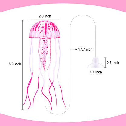 Aquarium Artificial Glowing Jellyfish Fish Tank Ornament Aquarium Silicone Decoration, 6 Pack, 1 Yr Warranty