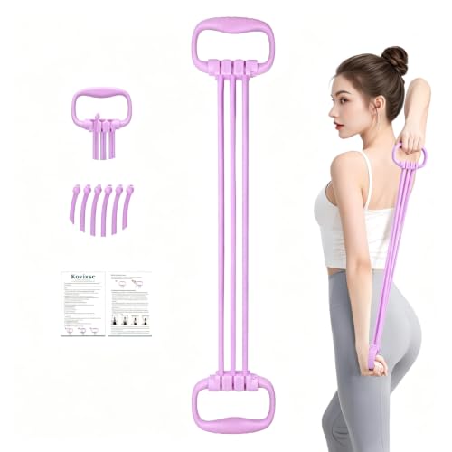 6 Gear Adjustable Resistance Bands with Handles 15-90LBS Home Gym - color: purple