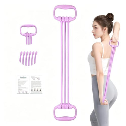 6 Gear Adjustable Resistance Bands with Handles 15-90LBS Home Gym - color: purple