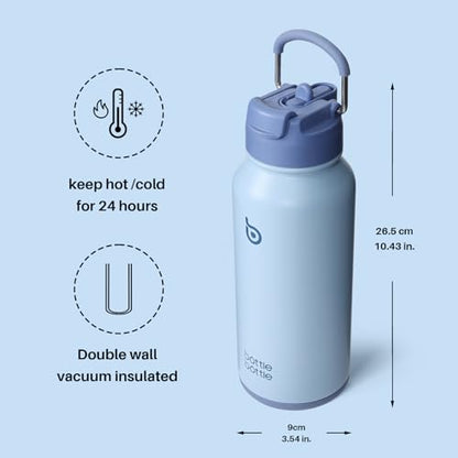 BOTTLE BOTTLE 32oz Insulated Water Bottle with Pill Box - color: blue