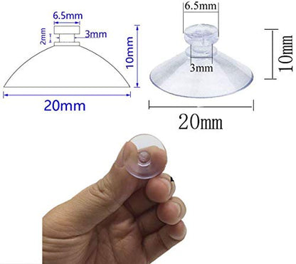 100Pcs Small Suction Cups for Glass, Without Hook Hole, Clear 20mm | PVC, Hold In High Humidity, No Residue, Reusable, Easy Remove, For Car Windows & Glass Tabletops, Smooth Surfaces, Decor