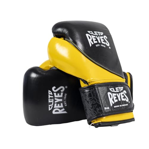 CLETO REYES High Precision Boxing Gloves with Hook and Loop Closure for Training and Heavy Punching Bags for Men and Women - color: Black/Yellow, size: 14 oz