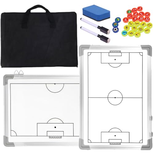 Magnetic Soccer Coaching Board, Double-Sided Dry Erase Tactics Board with Player Markers, Pen and Eraser, Portable Clipboard for Coaches, Coach Training Equipment Coach Gift (White Board) - color: White Board