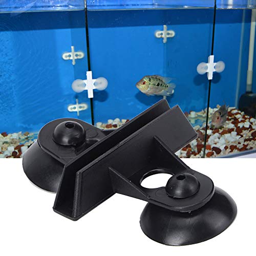 40PCS PVC Aquarium Fish Tank Suction Cup Separating Board Divider Support Clip White Black 6.5x5.3cm (Black) - color: Black