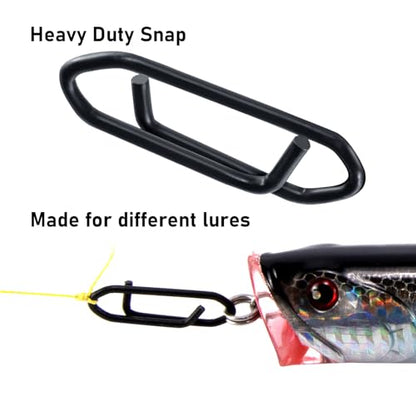 Dr.Fish Fishing Power Clips Stealth Stainless Steel Speed Lure Clips Quick Change Fishing Snap Connector Saltwater Freshwater Terminal Tackle