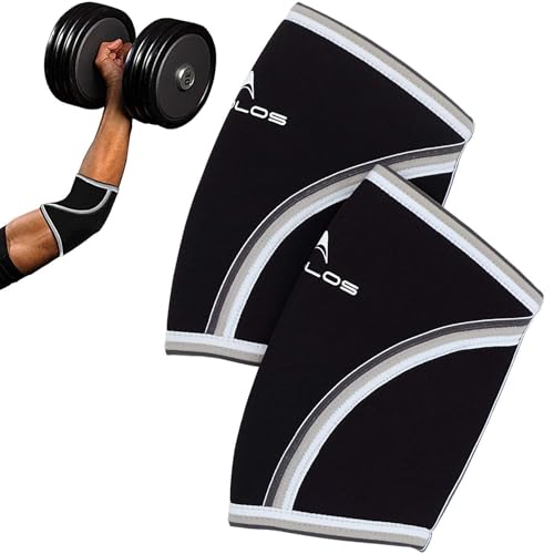 AEOLOS Compression Elbow Sleeves(Pair), 5mm Neoprene Elbow Barces for Weightlifting Powerlifting Tennis Golf and Basketball (Medium, Black) - size: Medium