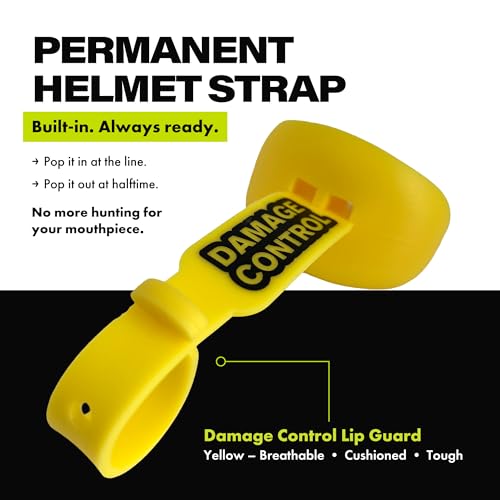 DAMAGE CONTROL Pacifier Football Mouth Guard – Permanent Strap – Yellow - color: Yellow
