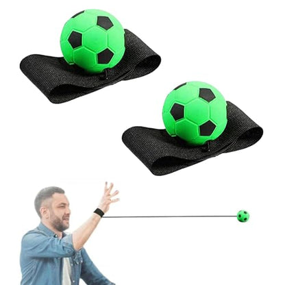 2Pcs Green Wrist Return Ball - Adjustable Bounce Back with String, Clackers on String Rubber Elastic Rebound, Finger Exercise Activity and Play