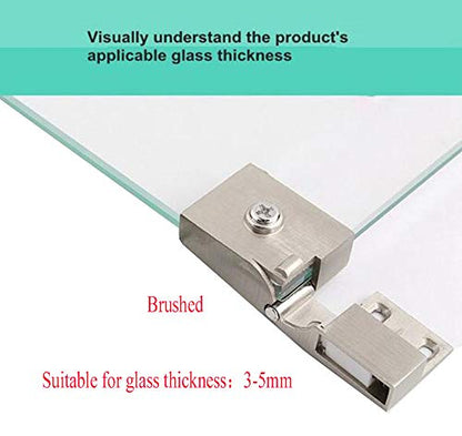 1 Pair/Glass Door Hinge Wine Cabinet Wine Cabinet Display Cabinet Embedded Side Mounted Glass Door Hinge Brushed Nickel