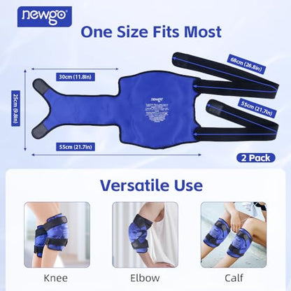 NEWGO Ice Pack for Knees Injuries Reusable, 360° Full Wrap, 2 Pack, Blue - color: Regular Blue 2-pack