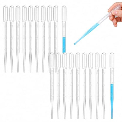 50PCS Plastic Disposable Transfer Pipettes, 3ml Calibrated Pipette Dropper for Essential Oils, Science Laboratory, DIY Art, Make up Tool