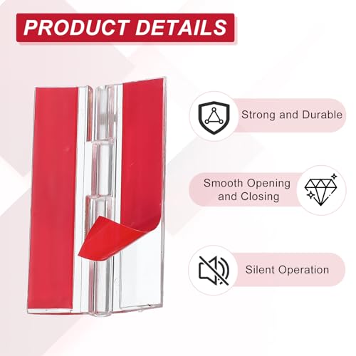 MECCANIXITY Small Acrylic Hinges Plastic Self-Adhesive Clear Hinge 65 x 40mm Continuous Piano Folding Hinges for Aquarium Lid Crafts Display Stand Pack of 4 Transparent - size: 65 x 40mm