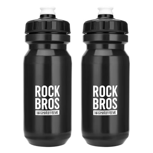 ROCKBROS Bike Water Bottle BPA-Free Squeeze Water Bottle 20 oz 2 Pack - color: Black, style: 2 Pack