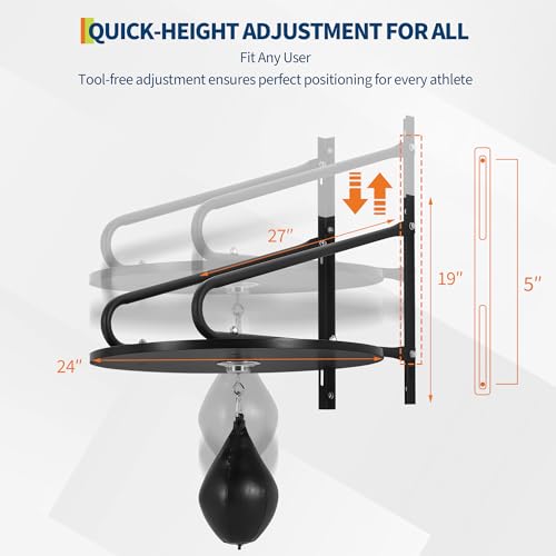Garvee 24 Inch Adjustable Speed Bag Platform, Heavy Duty Wall Mount Boxing Trainer with 360° Swivel for Home Gym Workout