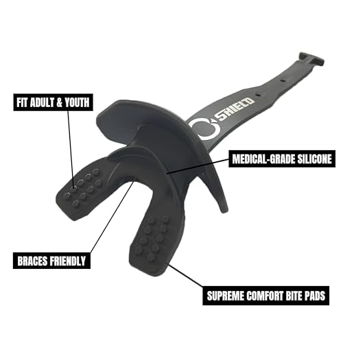 O Shield Striker Football Lip Guard with Permanent Strap - color: Black