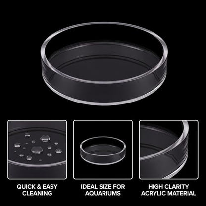4 Pcs Shrimp Feeding Dish, Glass Fish Tank Feeder 65mm and 85mm Round Clear Aquarium Feeding Dish Freshwater Tray Feeder