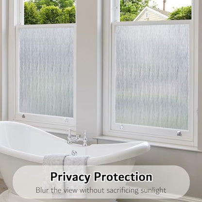 Frosted Window Privacy Film Non Adhesive Window Cling Removable Glass Covering Clear Water Opaque Window Film for Home Anti UV 23.6x118 inches - size: 23.6"x118" (60x300cm)
