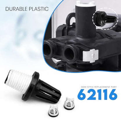 Fleck OEM 62116 Air Check Assembly for 2510 AIO Valves – Brine Line Check Valve Replacement, Plastic Air/Brine Control Component for Water Softener Systems