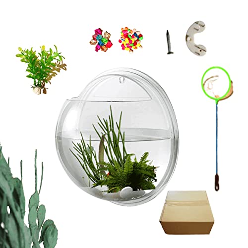 Wall Mounted Fish Tank, Wall Hanging Fish Bowl, Wall Fish Bubble Tank, Wall Aquarium Clear Acrylic Plant Bowl, Wall Planter Flower Pot, Wall Beta Fish Hotel. Creative Home Decoration (11.6 inches)