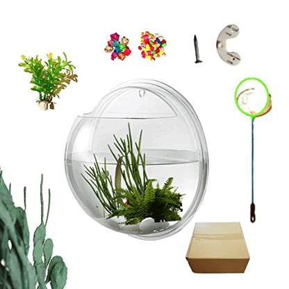 Wall Mounted Fish Tank, Wall Hanging Fish Bowl, Wall Fish Bubble Tank, Wall Aquarium Clear Acrylic Plant Bowl, Wall Planter Flower Pot, Wall Beta Fish Hotel. Creative Home Decoration (11.6 inches)