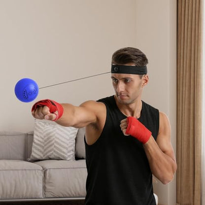 Punching Ball with Headband Adjustable Breathable Soft - color: Blue