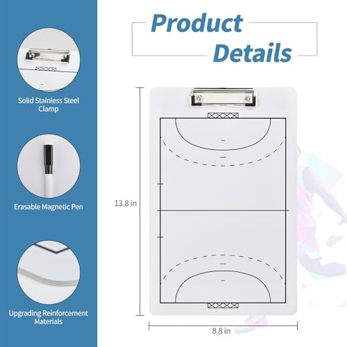 Eco Friendly PVC Multi Sport Coaching Clipboard Reusable Tactical Board for Basketball,Soccer,Volleyball,Handball and Futsal Portable Training Essential for Coaches - style: Handball Board