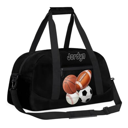 Custom Sports Football Basketball Baseball Duffel Bag, Solid Black - color: Color 20