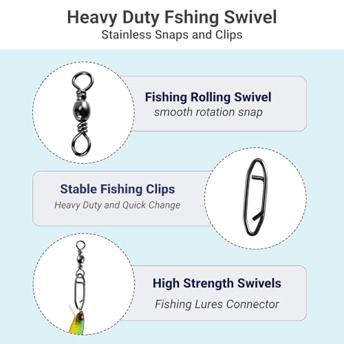 High Strength Fishing Swivels Stainless Clips Steel Snap Swivels Barrel Connector Saltwater Swivel Fishing Rolling Black Nickel - size: Size 10+S (42lb) 50 pcs