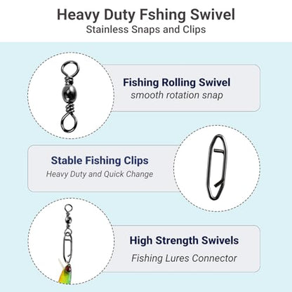 High Strength Fishing Swivels Stainless Clips Steel Snap Swivels Barrel Connector Saltwater Swivel Fishing Rolling Black Nickel - size: Size 7+S (51lb) 50 pcs