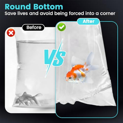 100 Pack Live Fish Bags, 10x20” Round Bottom Double Seal Clear Fishery Bags, Leak-Proof Fish Transport Shipping Bag, HDPE Bag for Freshwater & Saltwater (Ultimate 3 mil)