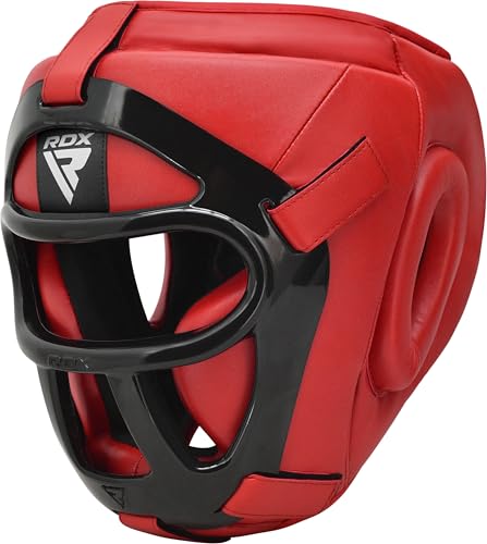 RDX Boxing Headgear MMA Muay Thai, Removable Face Grill, Head Gear for Sparring Grappling Martial Arts Kickboxing Taekwondo Karate BJJ Training - color: Red, size: Small
