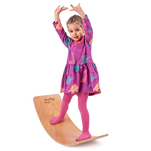 NUTTY TOYS Montessori Wooden Wobble Board for Kids & Adults -100% Natural Wood Balance Board, Waldorf Toddler Balancing Toy, Unique Boy Girl Open Ended Toy Best Valentines Day & Easter Gifts Idea 2026 - size: Large