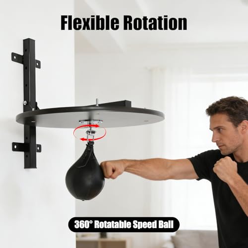 Speed Bag Platform Speed Bag Boxing Kit for Adults Height Adjustable Wall-Mounted Heavy Duty Boxing Training Equipment 360° Rotatable Speed Ball with Punching Ball Fits Home Gym Workout - color: Black