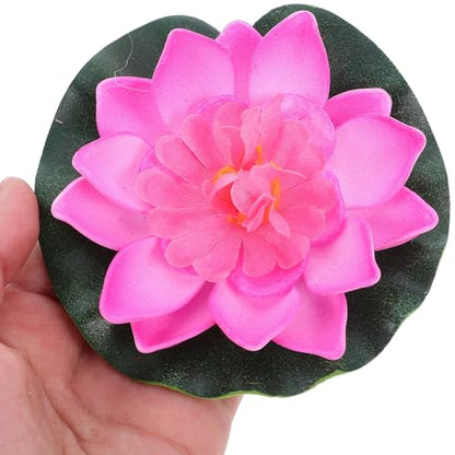 TIDTALEO Artificial Floating Lotus Flowers with Fake Lily Pads, 10cm Faux Water Lilies in 8- for Pool, Aquarium, Pond Decoration and Indoor Outdoor Display