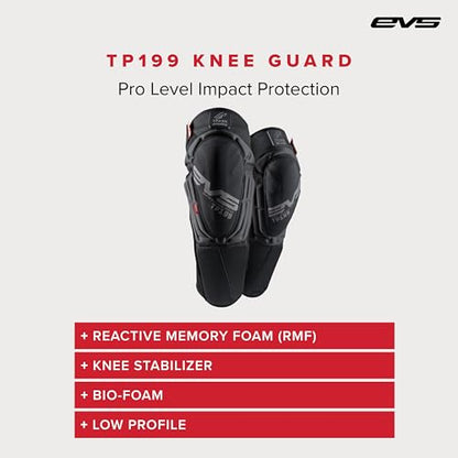 EVS TP199 Travis Pastrana, Moto Knee/Shin Guard, Reactive Memory Foam | CE Level 2 knee protection w/ RMF impact foam, breathable air mesh, stabilizer sleeve, silicone grippers, polyflex shin guard - color: Blackout, size: XX-Large
