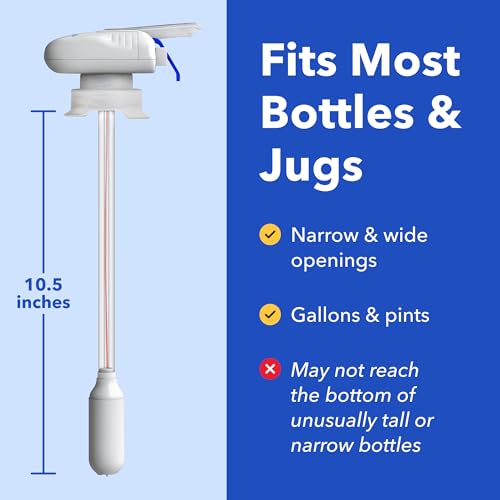 Magic Tap Automatic Drink Dispenser for Fridge, White (1 Pack), No Spill Milk Dispenser for Fridge, Automatic Milk Dispenser Pump for Gallon Jugs, Water & Juice, Fits Most Bottles, Batteries Required