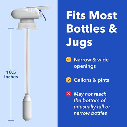 Magic Tap Automatic Drink Dispenser for Fridge, White (1 Pack), No Spill Milk Dispenser for Fridge, Automatic Milk Dispenser Pump for Gallon Jugs, Water & Juice, Fits Most Bottles, Batteries Required