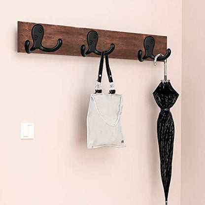 IBosins 20 Pack Black Double Prong Coat Hooks Wall Mounted with 40 Screws - color: 20 Pcs Black