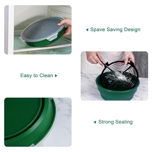 Collapsible Batter Bowl - Mess Free Better Breader Shaker Bowl with Lid Breading Shaker Container - Great for Fried Fish, Fried Chicken, Onion Rings, Wings & More,No Leak,Easy to Store