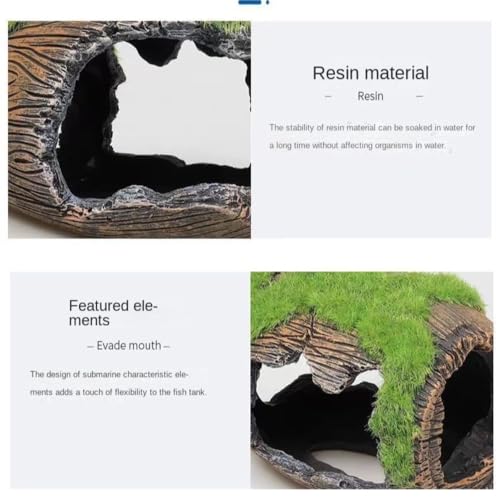 Decorations Tank Resin Landscaping 8.5x6.5x7CM Fish Tank Accessories Moss Fish Hiding Cave Broken Barrel