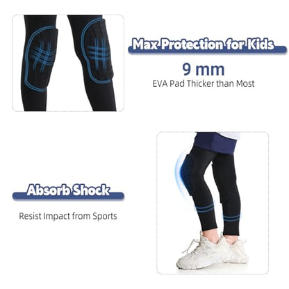 Newbyinn Knee Pad for Kid Youth 1 Pair, Black Padded Knee Leg Sleeve - size: Medium