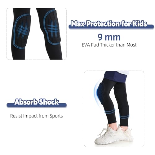 Newbyinn Knee Pad for Kid Youth 1 Pair, Black Padded Knee Leg Sleeve - size: Small