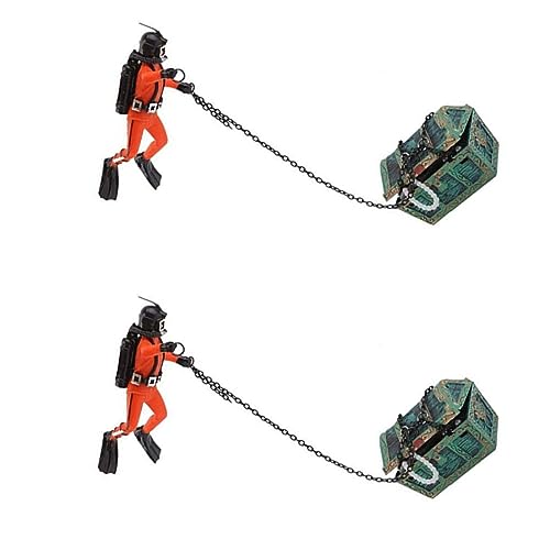 Undersea Treasure Chest Diver Artificial Fish Tank Ornaments Aquarium Ornament, Underwater Decor Fish Tank Decoration