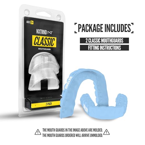 2 Pack Nxtrnd Classic Mouthguard, Custom Fit Sports Mouthpiece for Football, Boxing, MMA, Basketball, Hockey, Lacrosse, Youth & Adult (Columbia Blue) - color: Columbia Blue