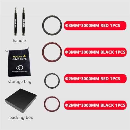 2-in-1 Speed Rope: 2mm for Boxing/MMA & 3mm for CrossFit - Tool-Free Adjustable Cable System with Dual Bearings - Sweatproof Hybrid Grip for High-Intensity Training - color: Black