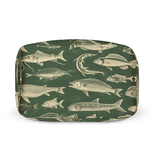 Lunch Bag Lnsulated Lunch Box Lunch Containers Retro Fish Printed Reusable Lunch Tote Bags for Women And Men Work, Travel, Outdoor