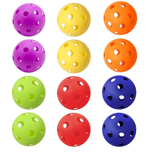 GSE Plastic Practice Baseballs, Hollow Airflow Softballs Training | 26-Holes Lightweight Balls, for Pitching, Batting, Catching for All Skill Levels, for Indoor & Outdoor Games, 2.75", 0.9 oz - color: Multicolors, style: 24-PACK