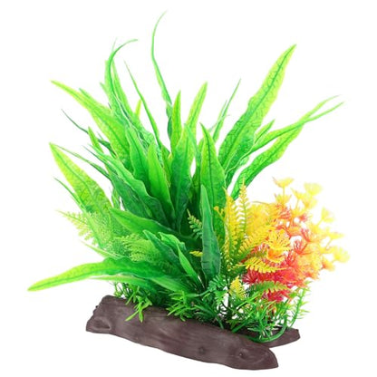 BESTonZON Artificial Aquarium Plants Fish Tank Decor, Plastic Simulation Aquatic Grass with Weighted Base, Fake Water Grass Decoration for Freshwater and Saltwater Tanks
