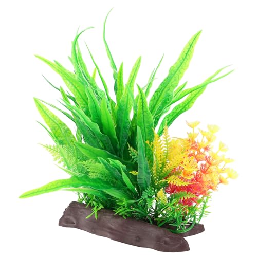 BESTonZON Artificial Aquarium Plants Fish Tank Decor, Plastic Simulation Aquatic Grass with Weighted Base, Fake Water Grass Decoration for Freshwater and Saltwater Tanks