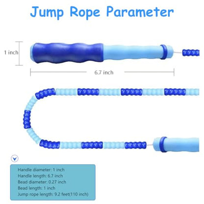 Jump Rope for Kids Girls and Boys, Soft Beaded Jump Ropes, Adjustable Skipping Rope, Tangle-Free Segmented Rope for Kid and Women Men Adults Exercise, Keeping Fit, Training - 9.2Ft - color: Green1